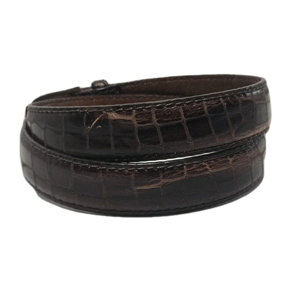 Brighton Men's M21538 Escape Dark Brown Croco Embossed Leather Belt Size 40 USA